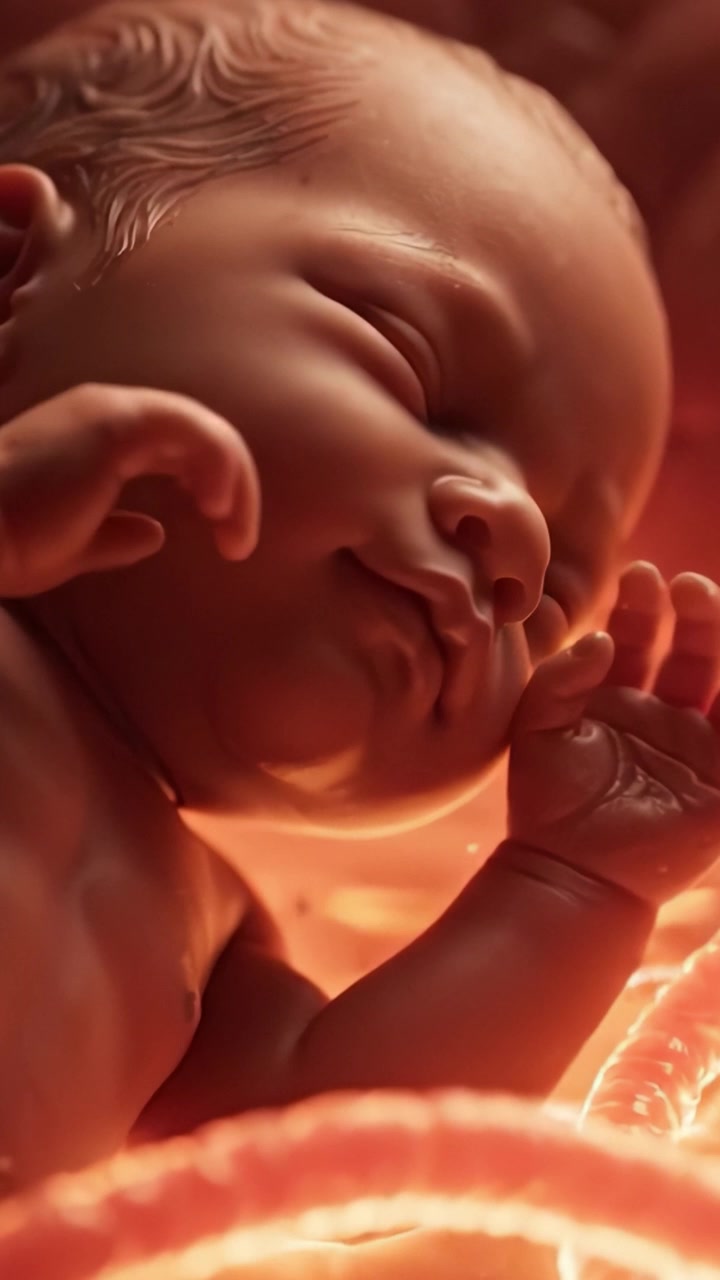 Neonato che dorme serenamente, avvolto da luce soffusa e calore, catturando l'essenza dell'innocenza e della serenità in un tenero momento della prima infanzia.