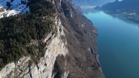 Amden-Wesen-Suiza-Acantilados-A-Lo-Largo-Del-Lago-Vista-Inclinada-Hacia-Abajo