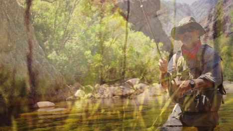 hombre pescando en un lago 4k