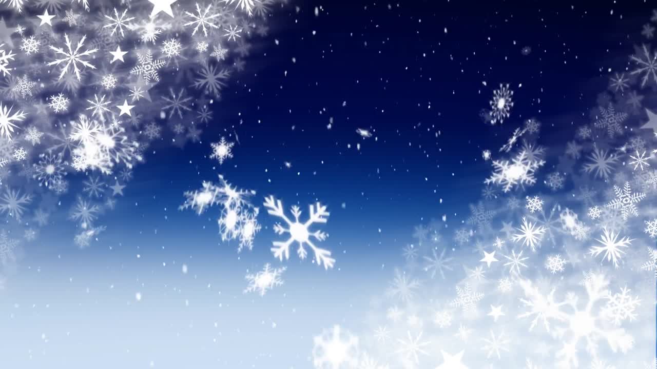 파란색 바탕에 눈이 내리고 있습니다.