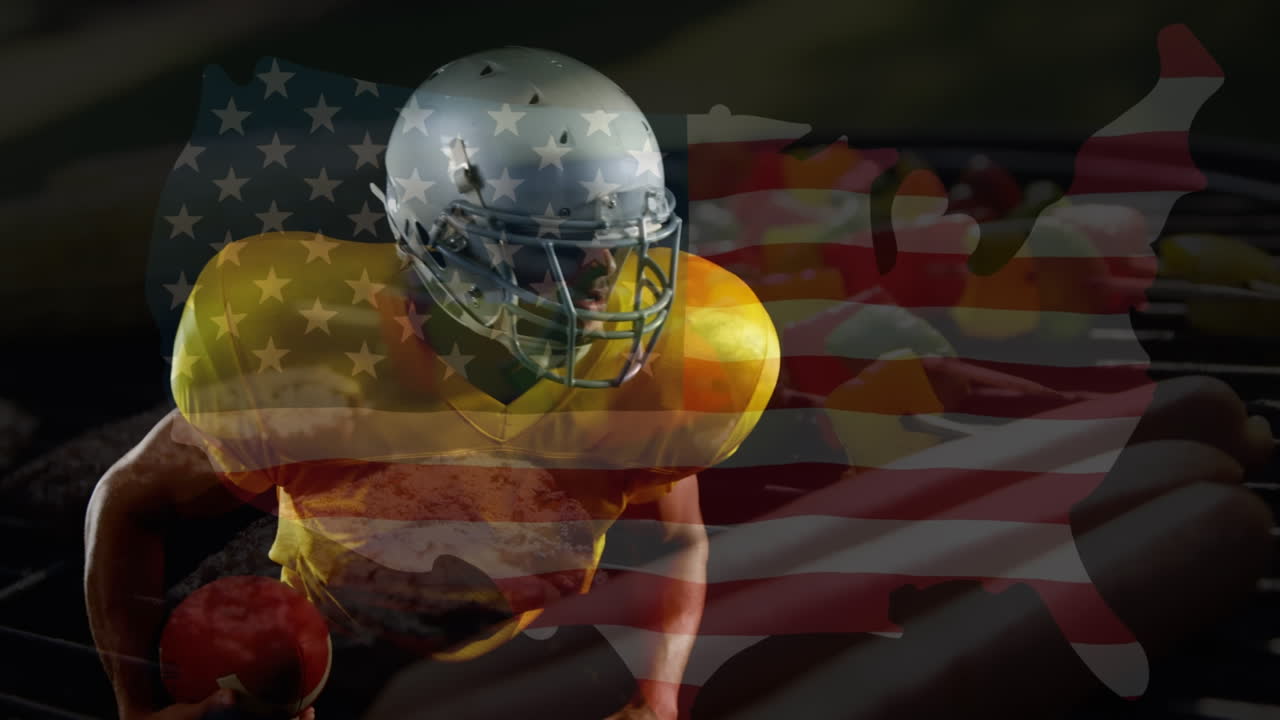 Animazione della mappa degli Stati Uniti su un giocatore di football americano