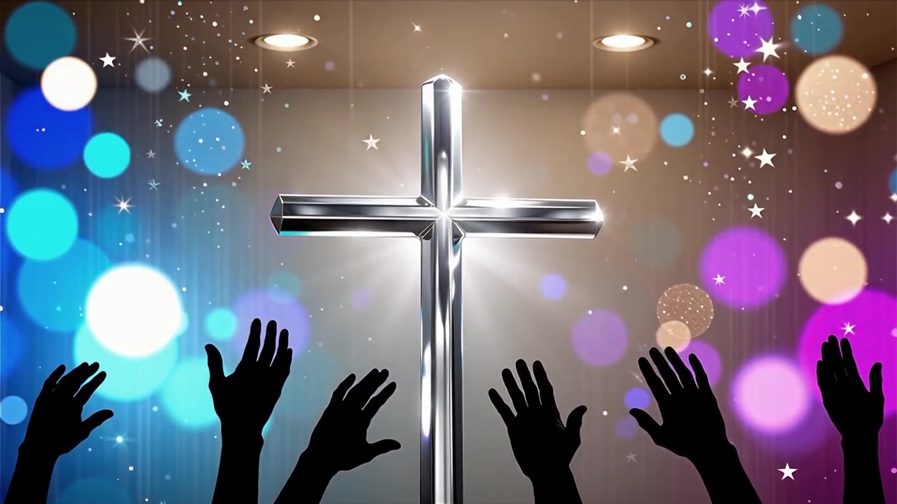 Cruz Cristiana con Luz Celestial, Fondo para Adoración.