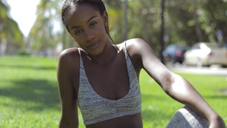 attractive woman in park