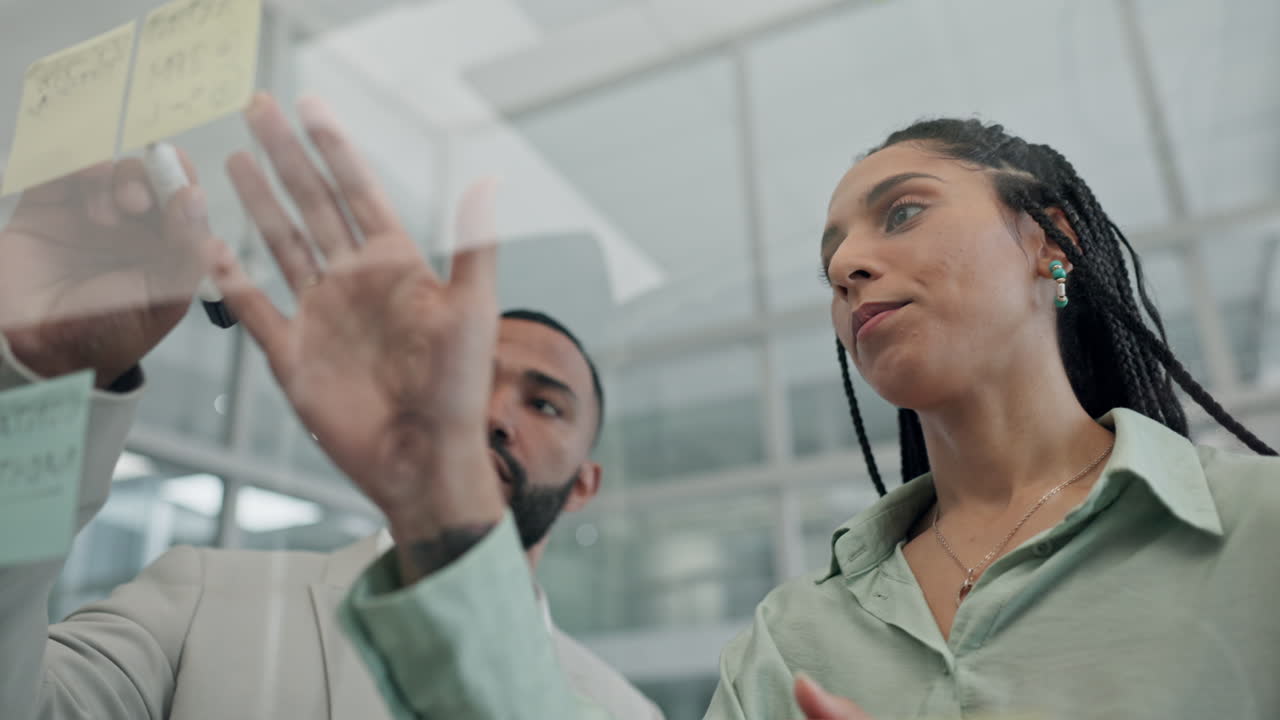 Writing, thinking and business people in office