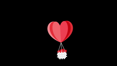 hot-heart-shape-Air-Balloon-Holiday-Adventure-icon-loop-animation-with-alpha-channel,-transparent-background,-ProRes-444