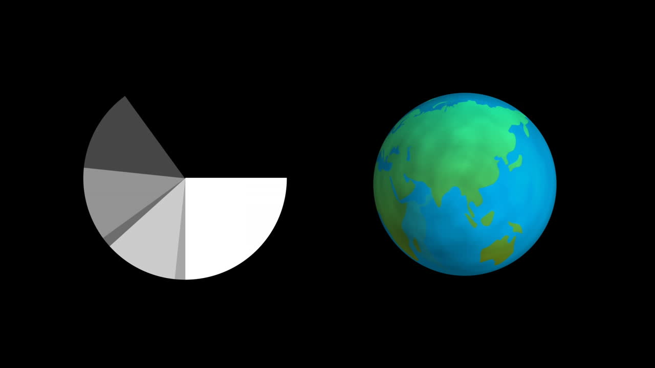 animación de la forma en movimiento y el globo girando sobre fondo negro
