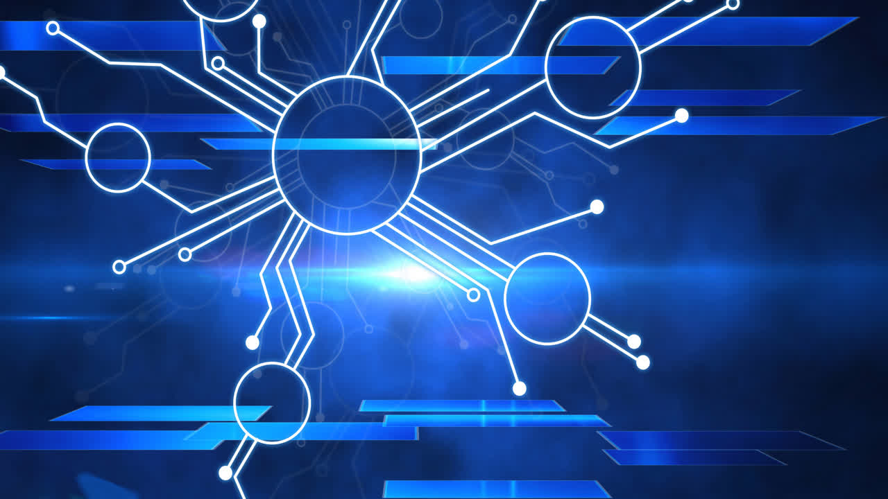 파란색 배경에 연결 네트워크의 애니메이션