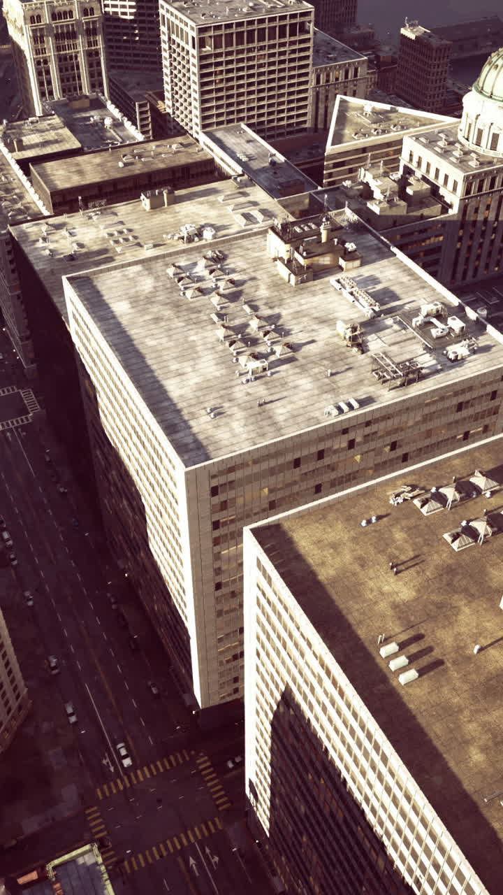 Aerial view of a vibrant cityscape with diverse building designs and structures