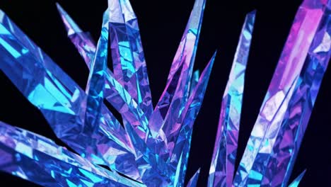 this captivating display reveals intricate crystal formations shimmering with iridescent colors. set in a dark environment, the crystalline structures reflect light beautifully, creating a mesmerizing visual effect. the interplay of colors highlights the sharp edges and unique shapes of the crystals