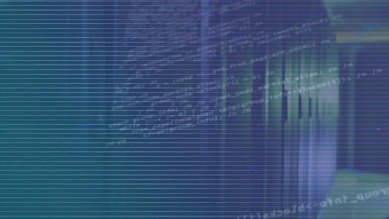 animación del procesamiento de datos en la sala de servidores