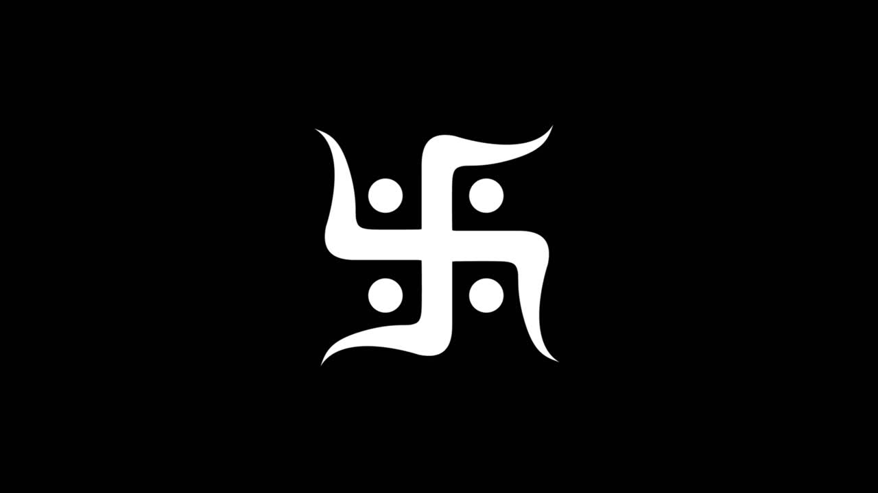 Hindu holy indian religion swastik swastika icon old vintage twitched bad signal screen effect 4k