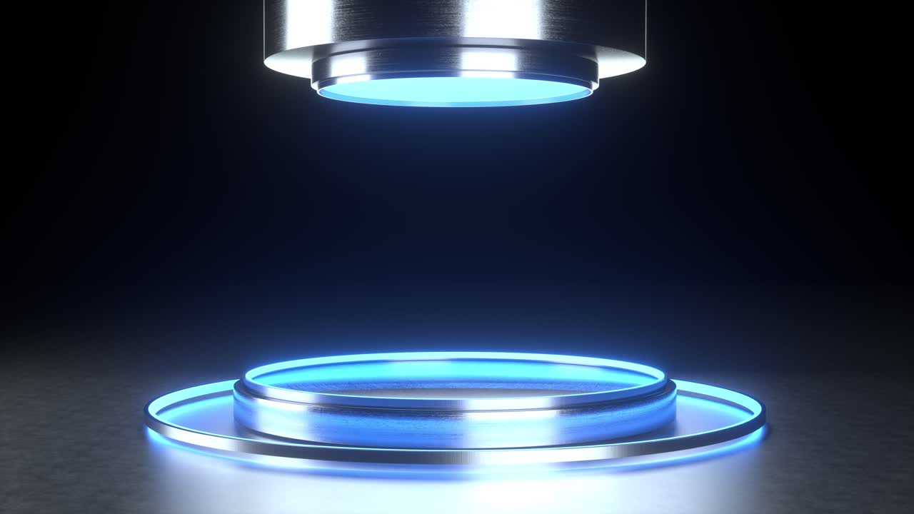 pedestal de neón futurista para la presentación del producto.