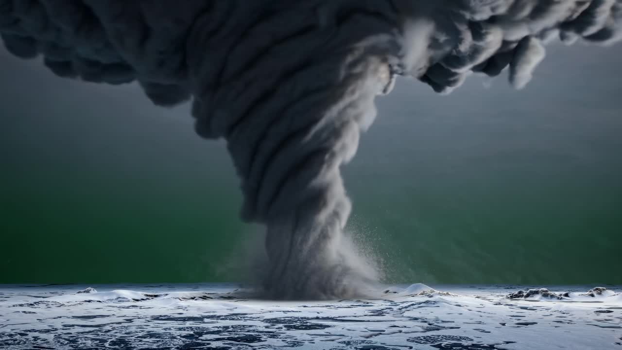 Winter Tornado Over a Frozen Landscape