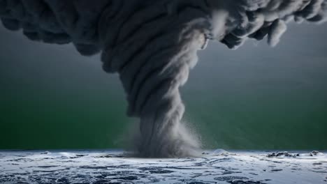 winter tornado over a frozen landscape