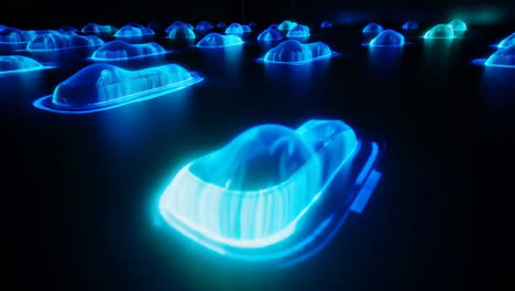 abstract glowing cars display