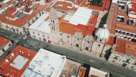 historic-center-of-Morelia,-seen-with-a-drone