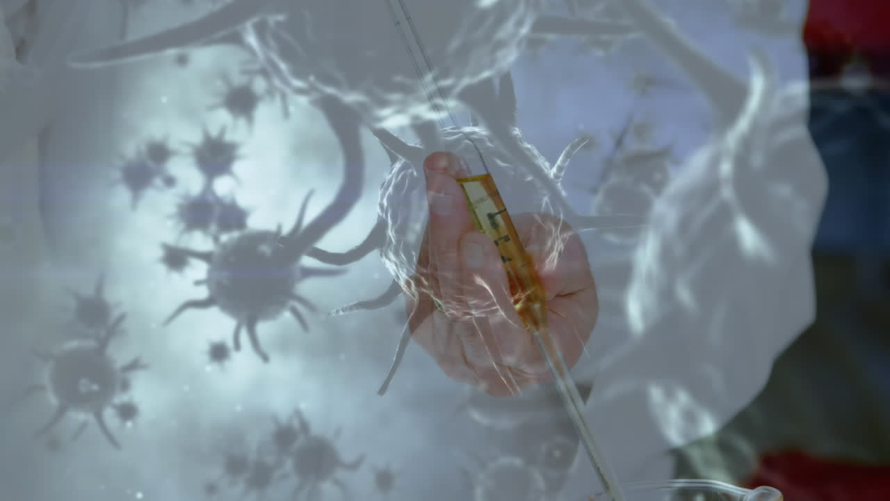 실험실에서 과학을 통해 코로나바이러스 세포의 애니메이션