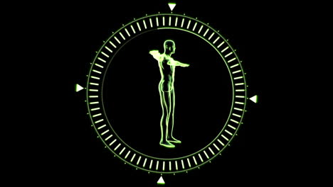 figura de un hombre girando en un círculo de dial en movimiento