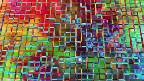 liquid square pattern like waves in looped motion. 3d stylish abstract iridescent bg of wavy surface like brilliant liquid glass with beautiful gradient colors. 4k trendy colorful fluid animation.