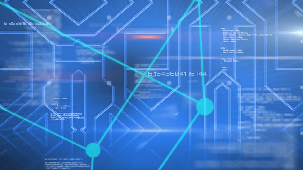 animación del procesamiento de datos en fondo azul