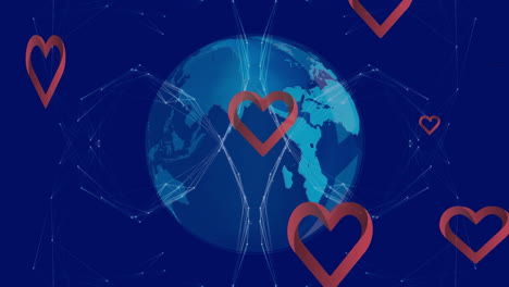 animation of heart icons over globe