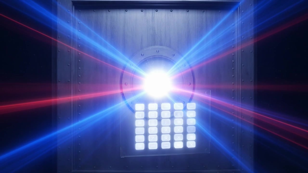 High-Tech Vault Door Protected by Laser Grid and Digital Keypad