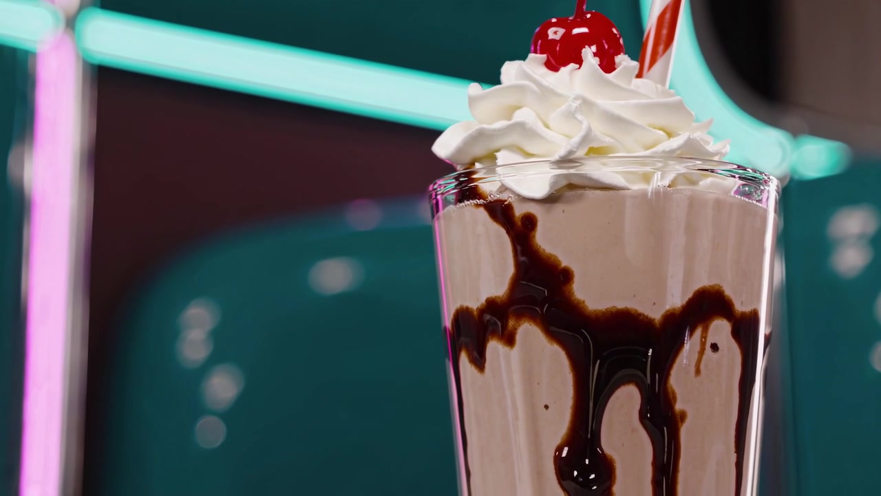 Retro Chocolate Milkshake with Whipped Cream and Cherry