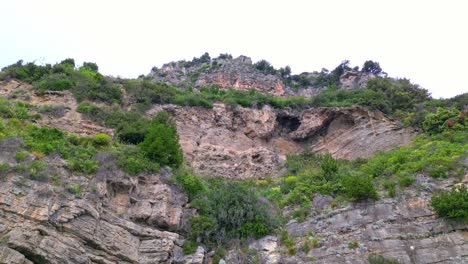 rugged cliffs with vegetation on the amalfi coast in italy