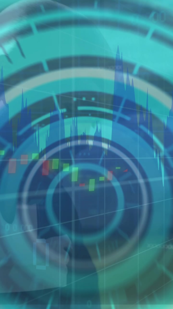 Animation of data processing and scope scanning over diverse rugby players at stadium
