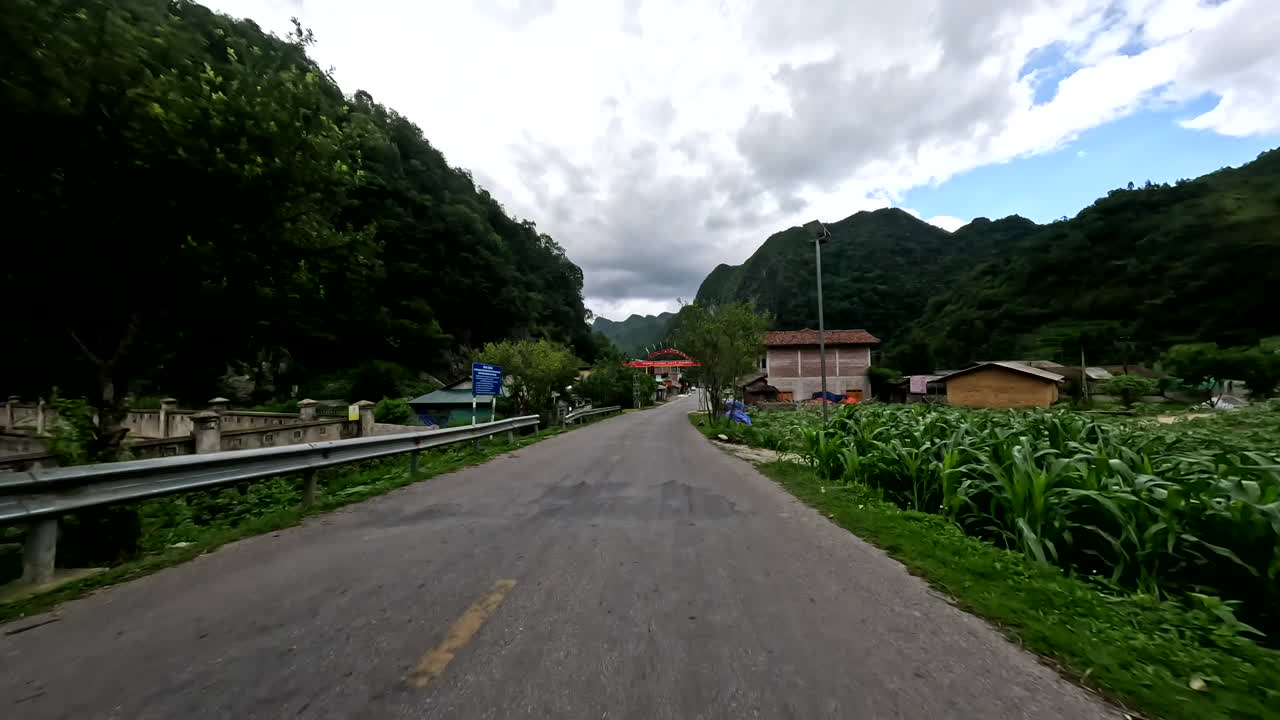POV Of Scooter Traveling The Ha Giang Loop Road In Vietnam