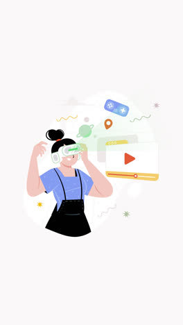 una animación de un diseño plano dibujado a mano ilustración del metaverso