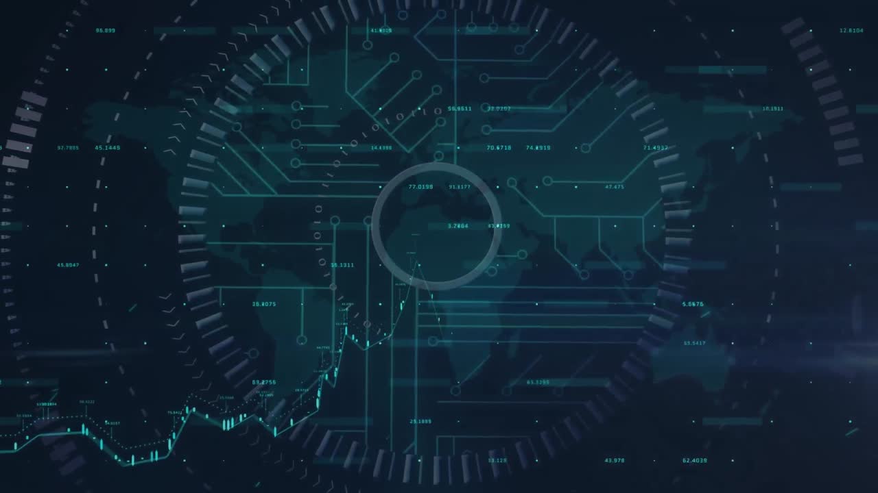 Animation of a graph forming over a world map