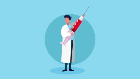 médico profesional masculino con vacuna de inyección