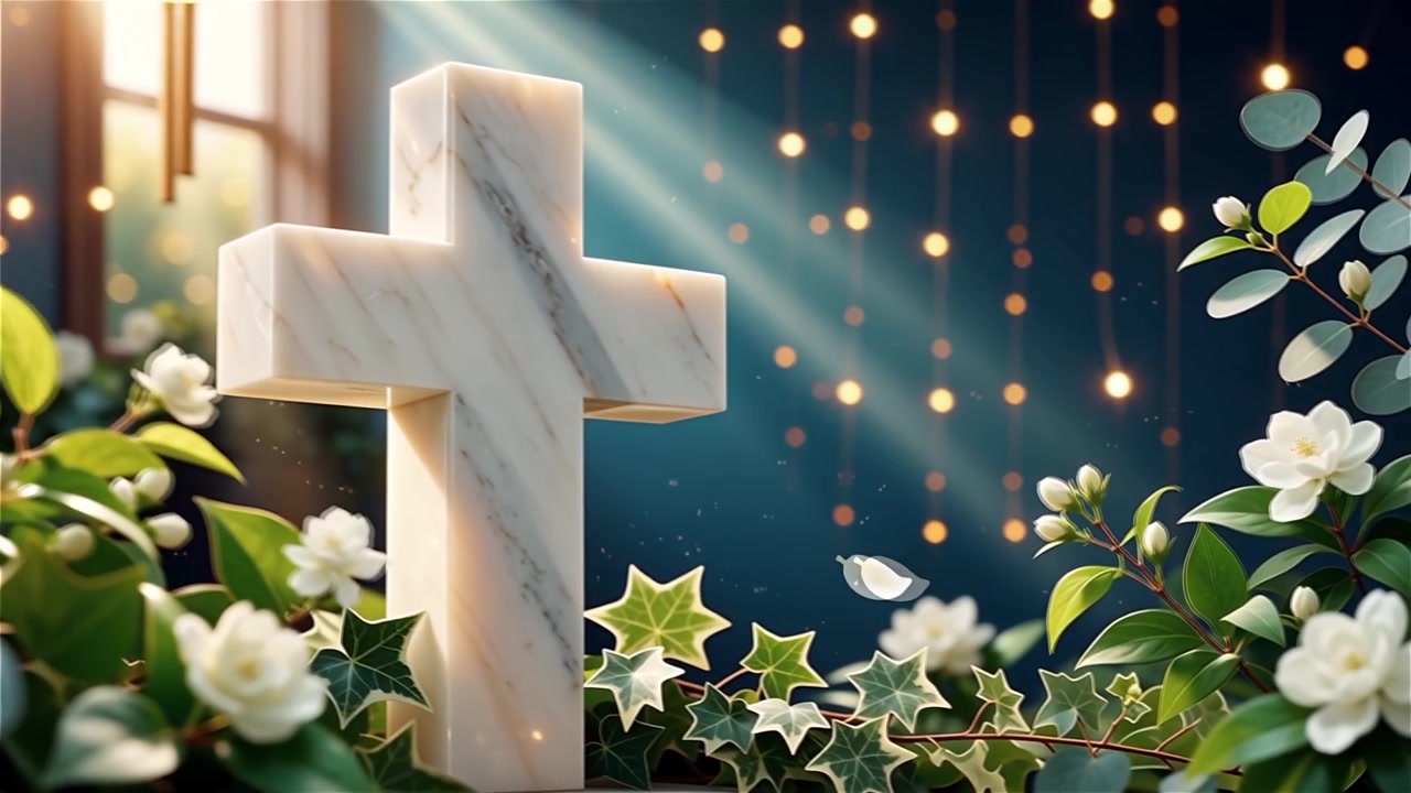 Cruz Cristiana con Luz Celestial, Fondo para Adoración.