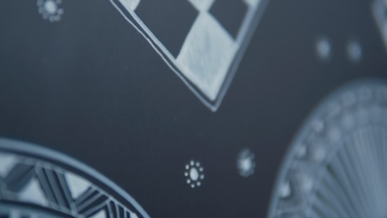 정통 캐릭터로 매크로 샷, 흑백 패턴을 닫습니다.