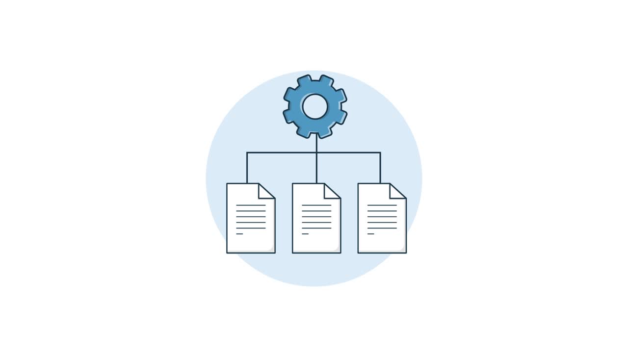 Animated Gear Processing Documents Workflow