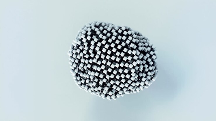 Liquid mesh of wires and cubes.