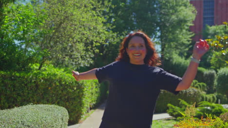 woman walking in a park