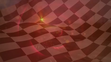 animation of lights over waving black and white racing flag