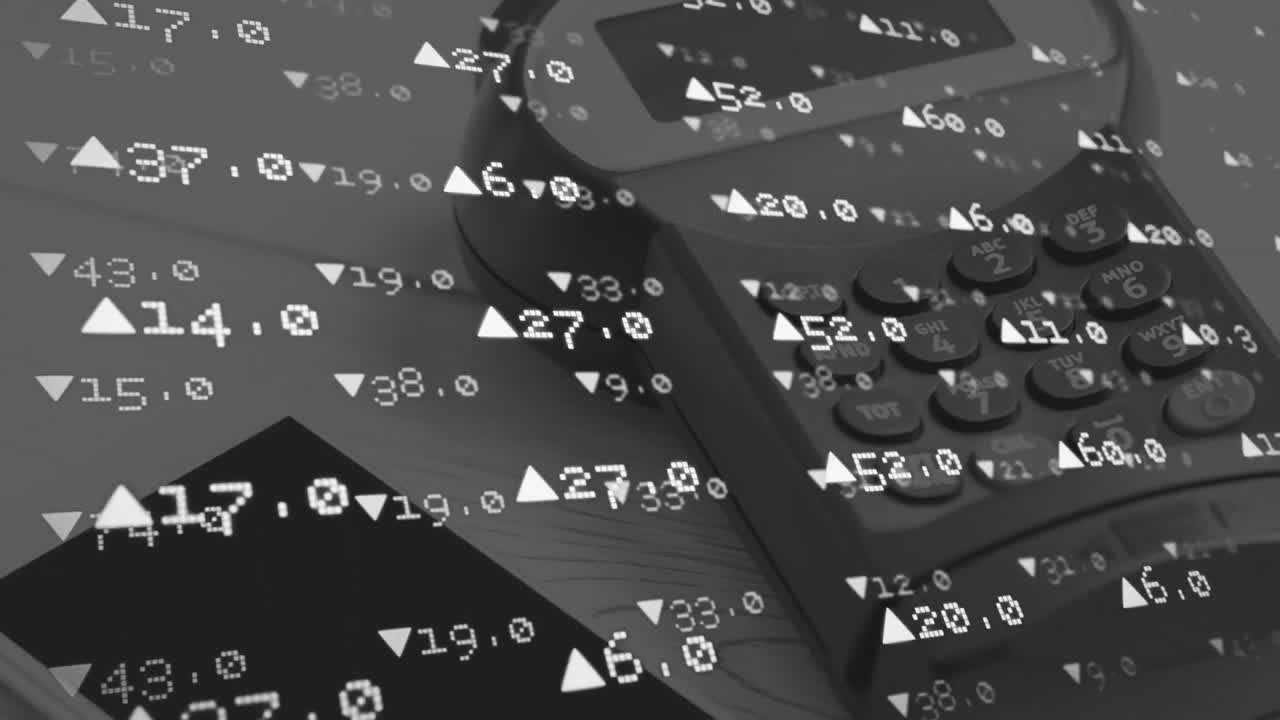 animación del procesamiento de datos financieros a través de terminales de tarjetas de crédito