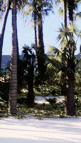 beautiful tropical beach with palm trees and white sand