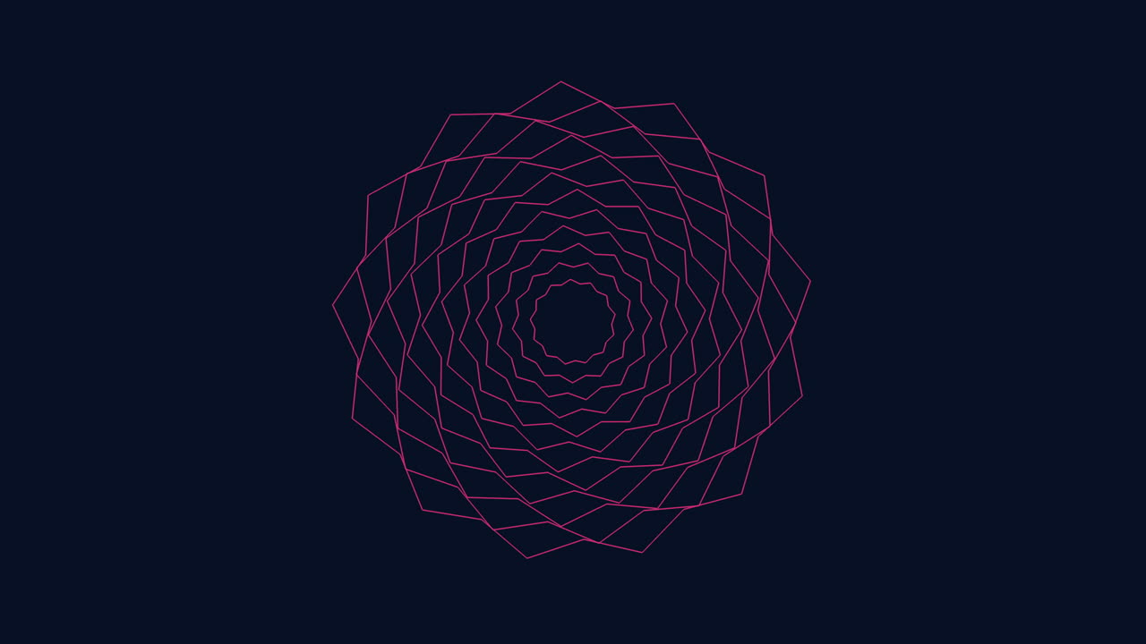 Neon magic flower with neon dots and lines in dark space