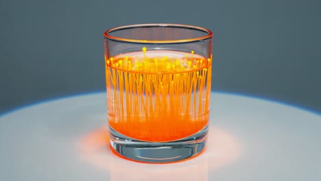 glass of water with glowing orange filaments