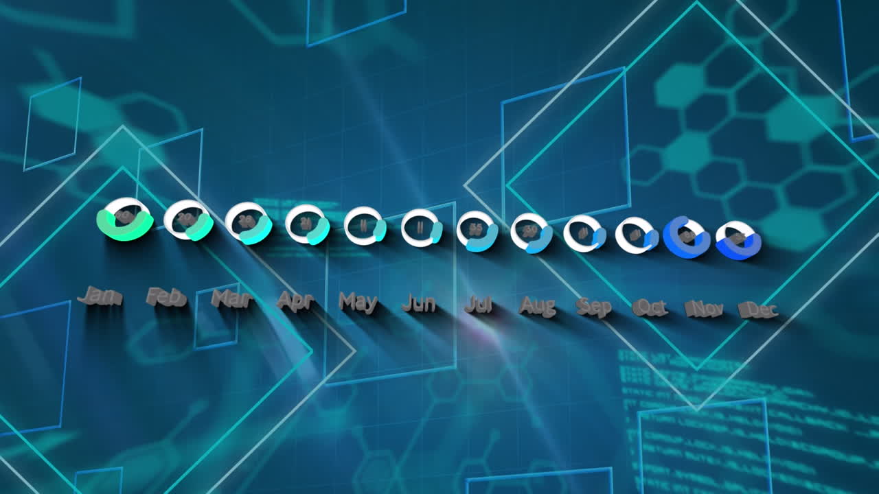 파란색 배경 위의 데이터 처리 애니메이션