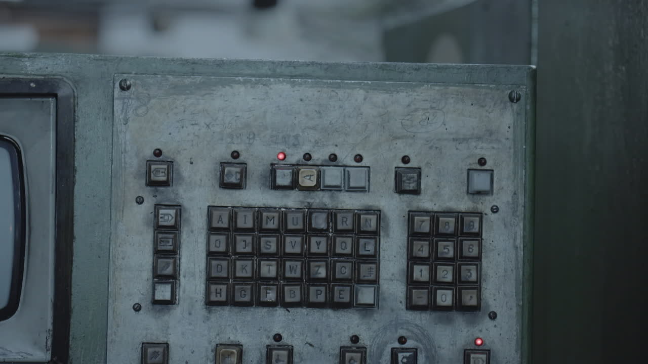 Close-up of an old industrial control panel