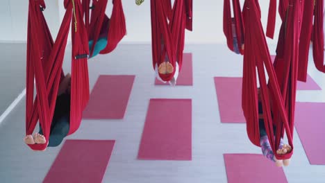 camera-moves-along-long-hammocks-hanging-with-relaxed-women