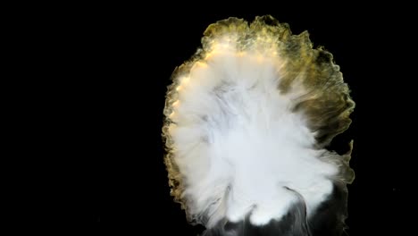 a golden explosion light years across occurs in the silence of deep dark space
