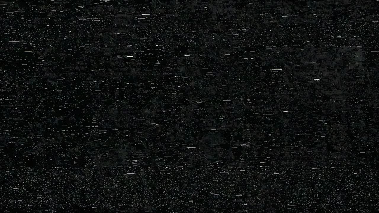 Full-screen static noise running continuously, presenting unvarying random pattern across screen