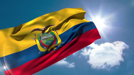 ecuador national flag blowing in the breeze