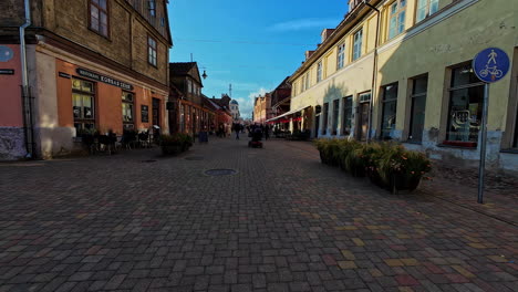 cobblestone street in a charming european town